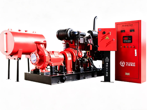 Diesel engine fire pumps in end suction design