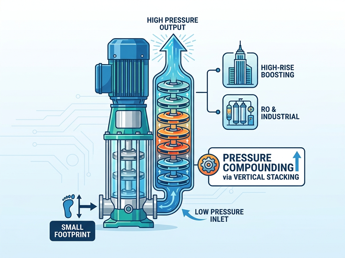 Industrial application of a vertical multistage pump system